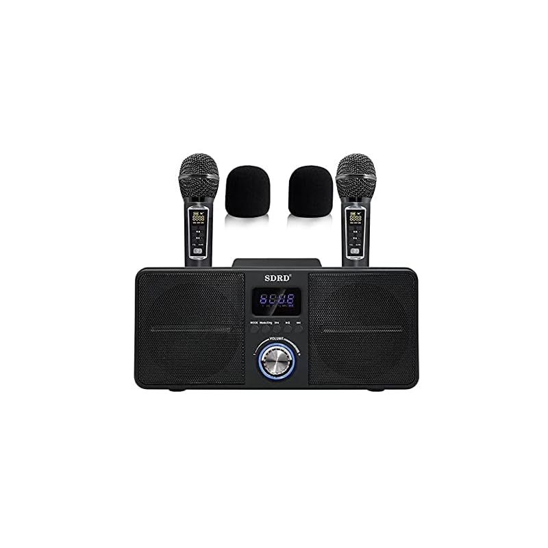Sumno カラオケマイクカラオケマシンBluetooth う ワイヤレスマイク カラオケ歌うマシンプロフェッショナル ホームKTV 2つのハンドヘルドマイク有線および無線接続 黒 1