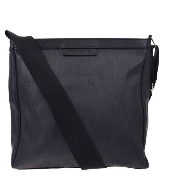 【中古】 訳あり 中美品 ディオールオム DiorHomme トロッター 斜め掛け ショルダーバッグ ブラック コーティングキャンバス レザー 01A988