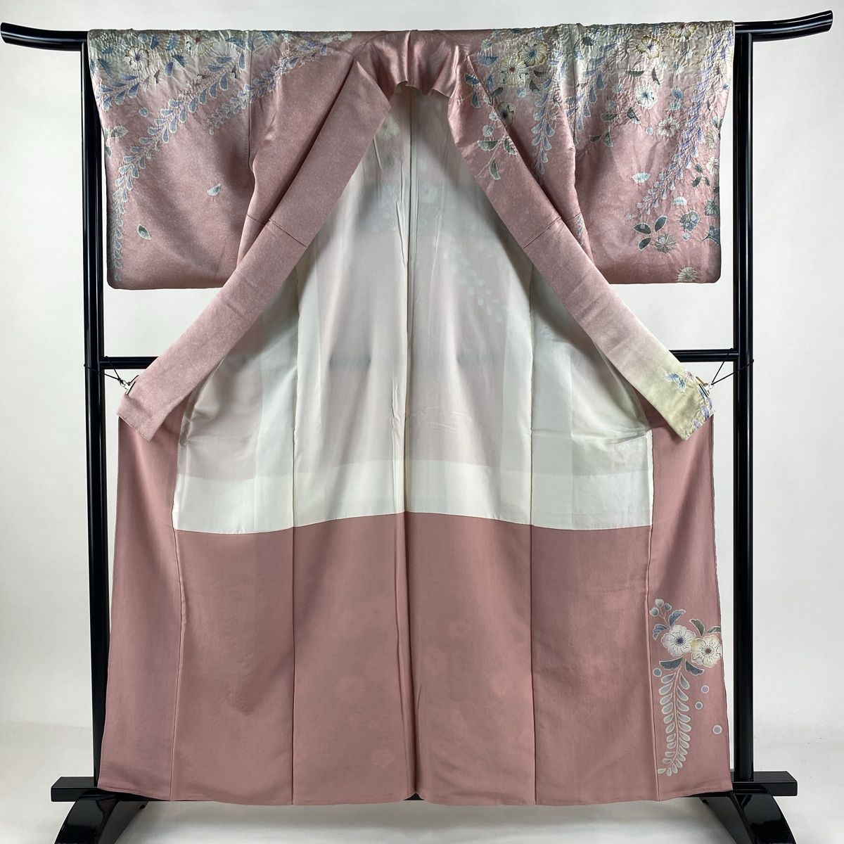 訪問着 身丈164cm 裄丈63cm S 袷 落款 辻が花柄 絞り 金銀彩 山吹