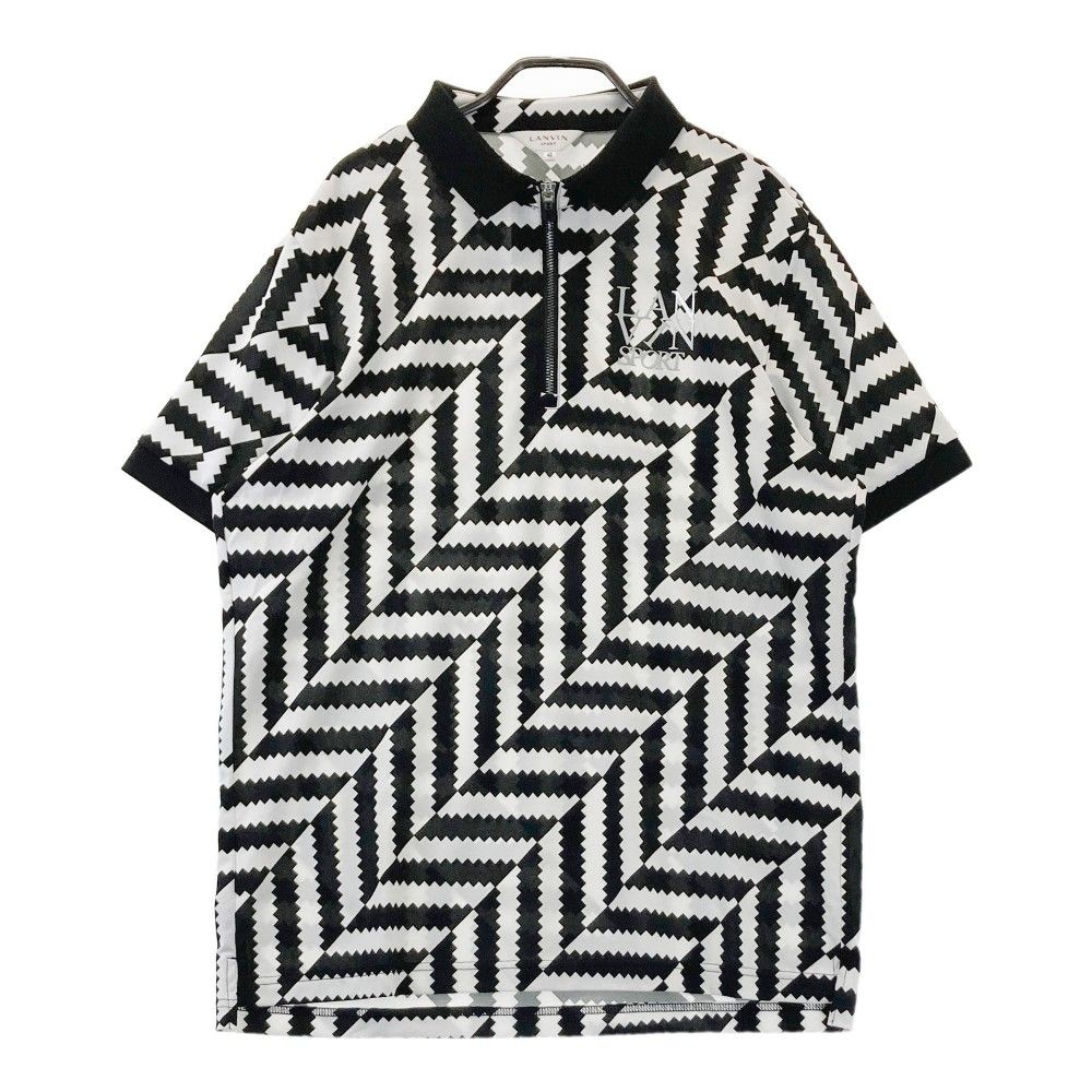 サイズ：42 LANVIN SPORT ランバン スポール  ハーフジップ 半袖ポロシャツ 総柄 ブラック系 [240101462641] ゴルフウェア メンズ ストスト サイズ：42 LANVIN SPORT ランバン スポール ハーフジップ 半袖