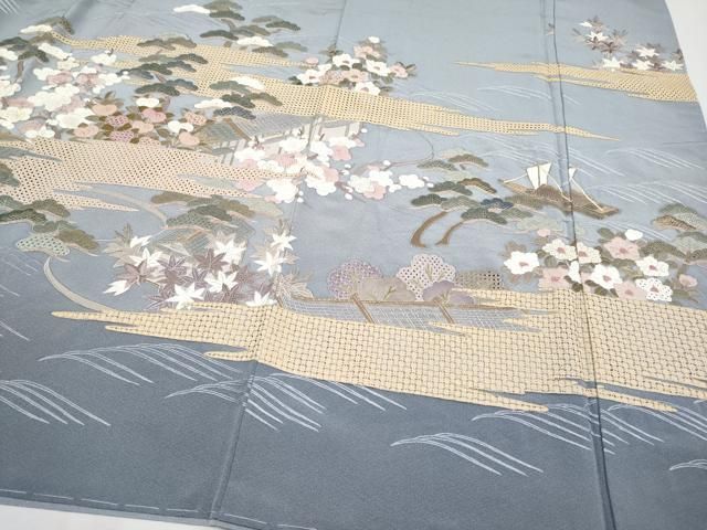 平和屋本店□極上 中国三大刺繍 スワトウ相良刺繍 総刺繍 訪問着 水辺