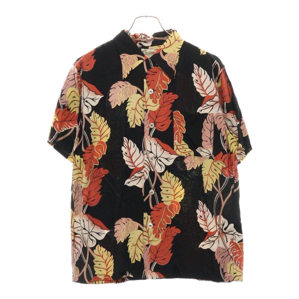 THE REAL McCOY'S (ザリアルマッコイ) Aloha McCoy S/S Rayon Hawaiian Shirt リーフ 総柄 レーヨン アロハシャツ ブラック