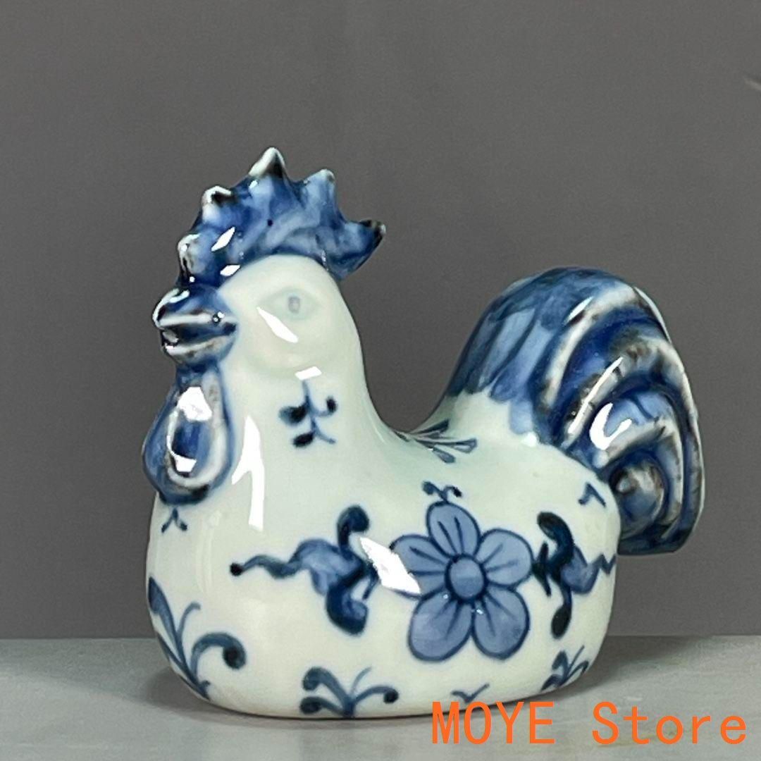 窯磁器青花紋干支鶏 置物 窯磁器青花紋干支鶏 置物 - メルカリ