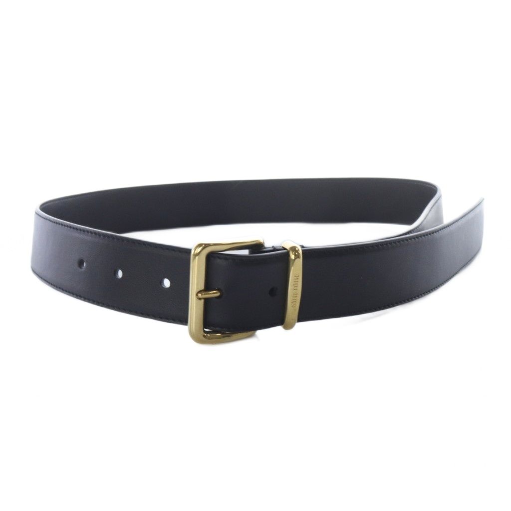 ミュウミュウ miumiu レザー スクエアバックルベルト 30/75 黒  