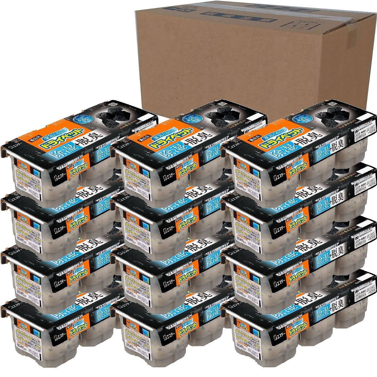 【人気商品】湿気取り 脱臭 除湿 3個入×12個パック どこでも用 タンクタイプ R 除湿剤 備長炭ドライペット [ケース販売] ドライペット