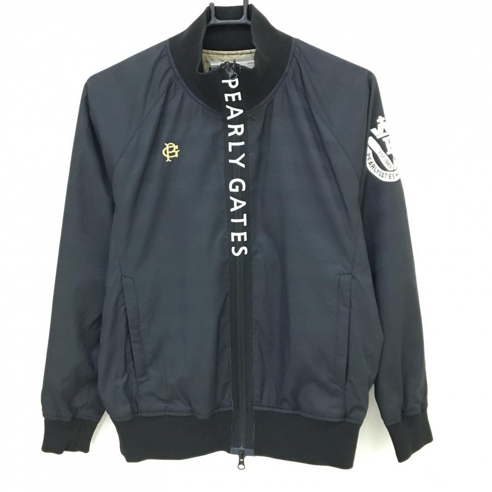 パーリーゲイツ ジャケット 黒 ボーダー地模様 蓄熱裏地 裏地ロゴ総柄 レディース 0 S ゴルフウェア PEARLY GATES