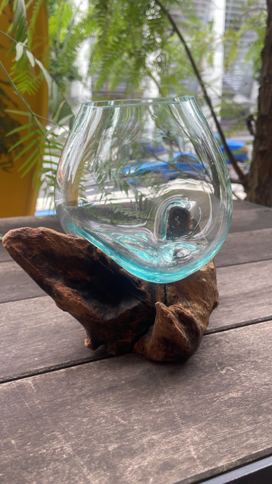 流木ガラス オブジェ中Hバリ島 花瓶 金魚鉢 ガーデニング テラリウム