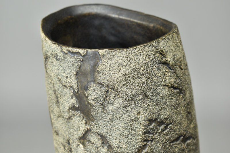 蔵A5185 小山研一 石彩 花生 花瓶 共箱 高45.5㎝ 京焼 WWW_IBETON_RU