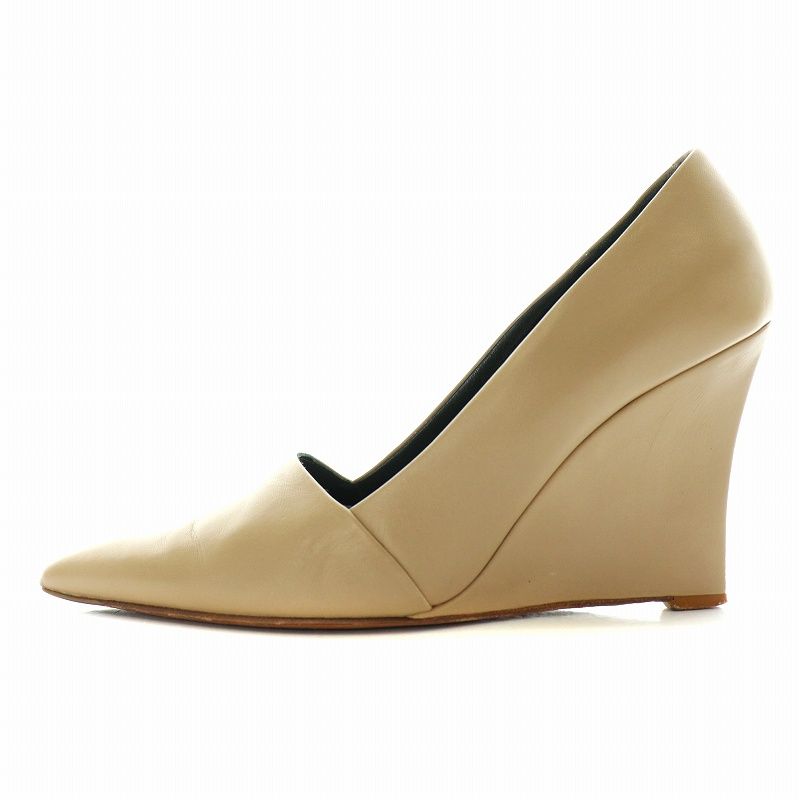 セリーヌ CELINE パンプス レザー ポインテッドトゥ ウェッジソール 