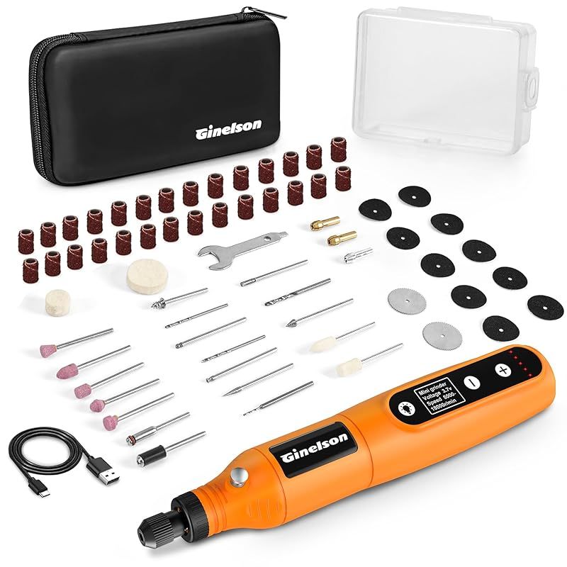 Ginelson ミニルーター 5段変速 70PCS 18000RPM高速回転 照明ライト TYPE-C充電式 コードレス コンパクト 軽量 彫刻/穴あけ/研磨/切断/切削/つや出し/マニキュア/汚れ落とし 軽作業に向け 日本語取扱