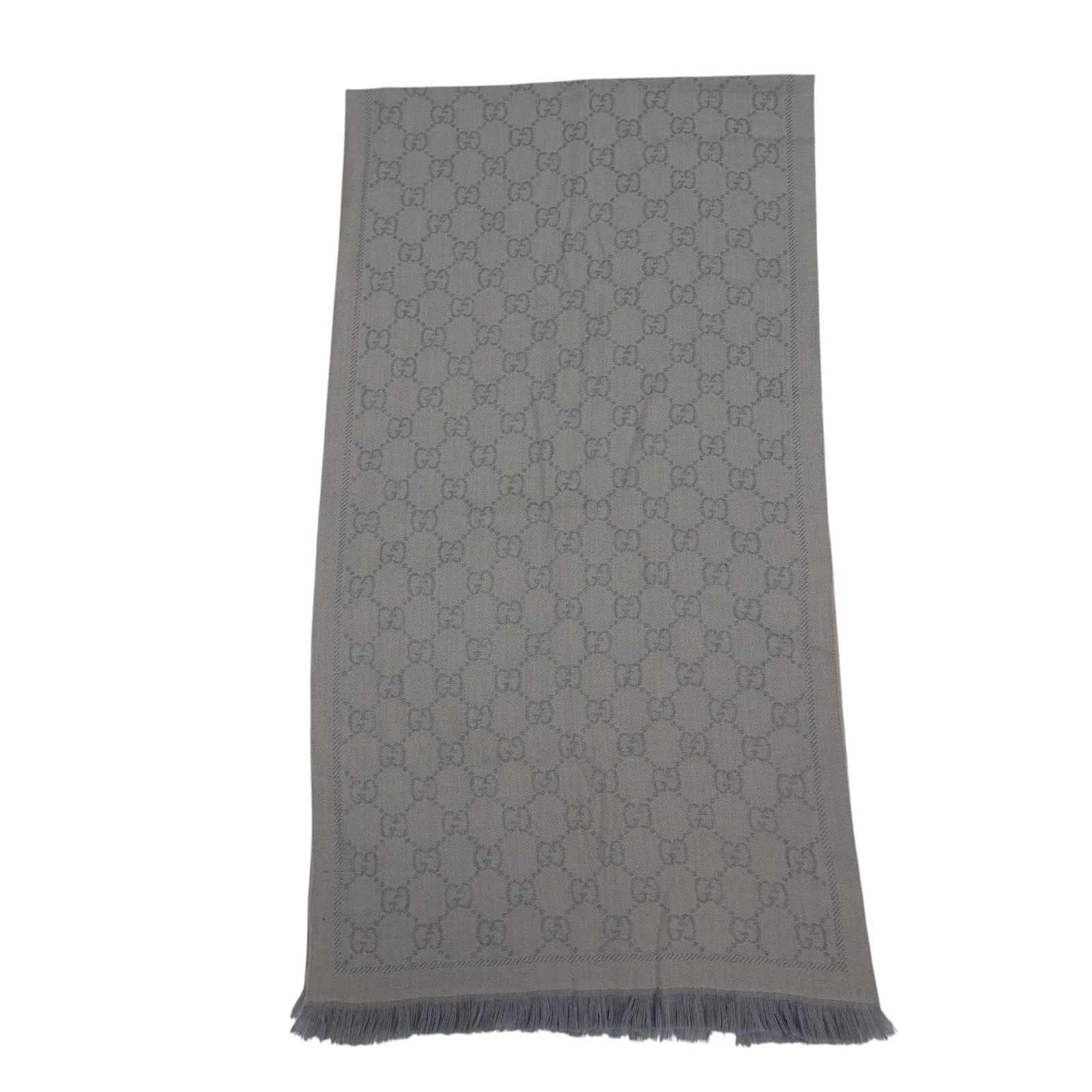 箱付】GUCCI グッチ マフラー GG柄 ウール100% グレー 中古 - メルカリ