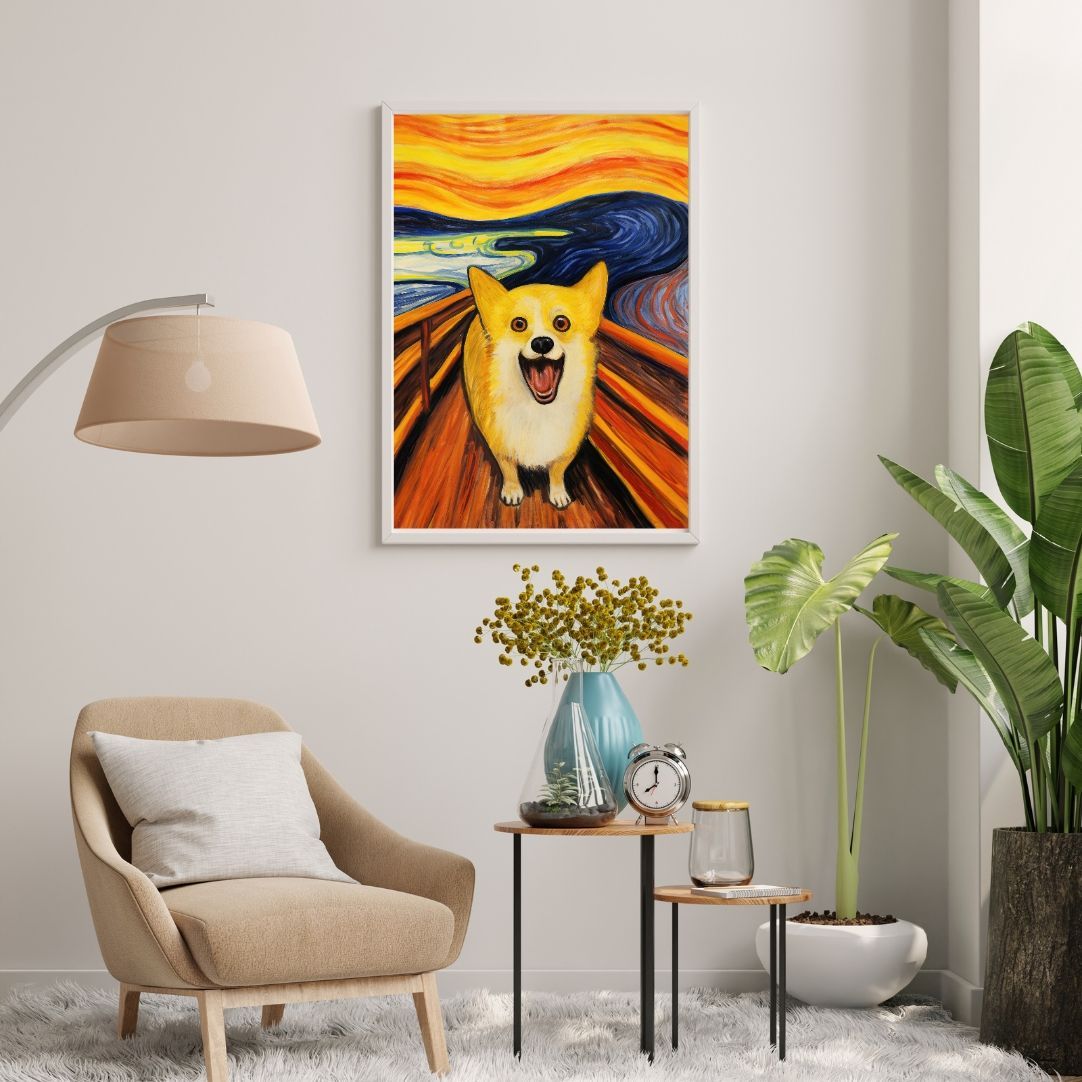 愛犬こたろーとムンクの雄叫びの絵 The Scream Dog - ジャーマンシェパード犬 No.2】ムンク 叫び 犬