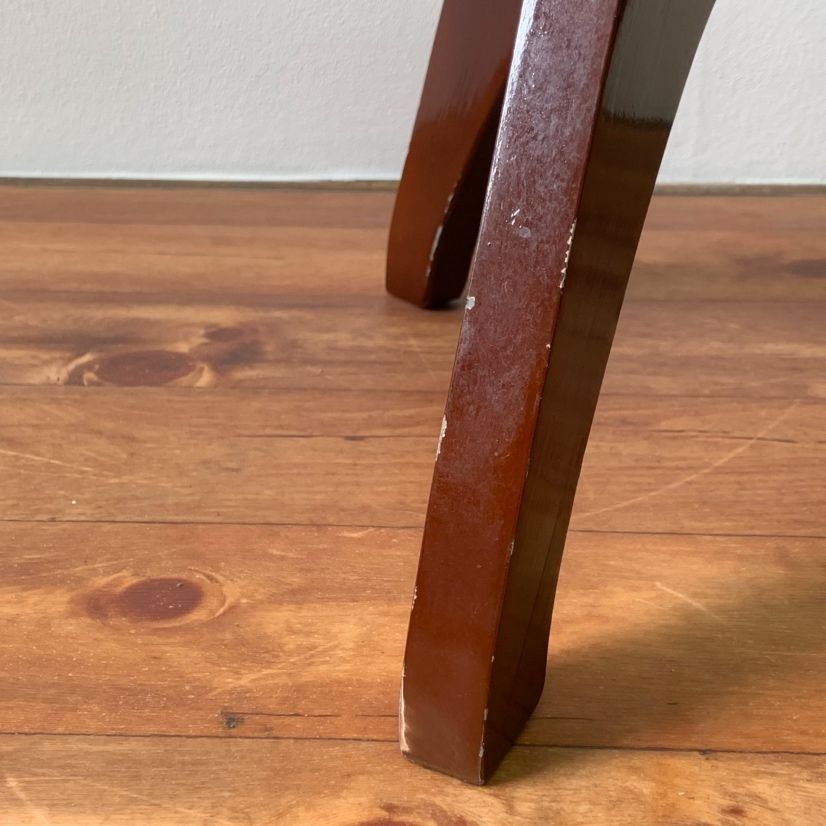 節約 アンティーク調 スツール 椅子 フリンジ付き ワインレッド 幅38