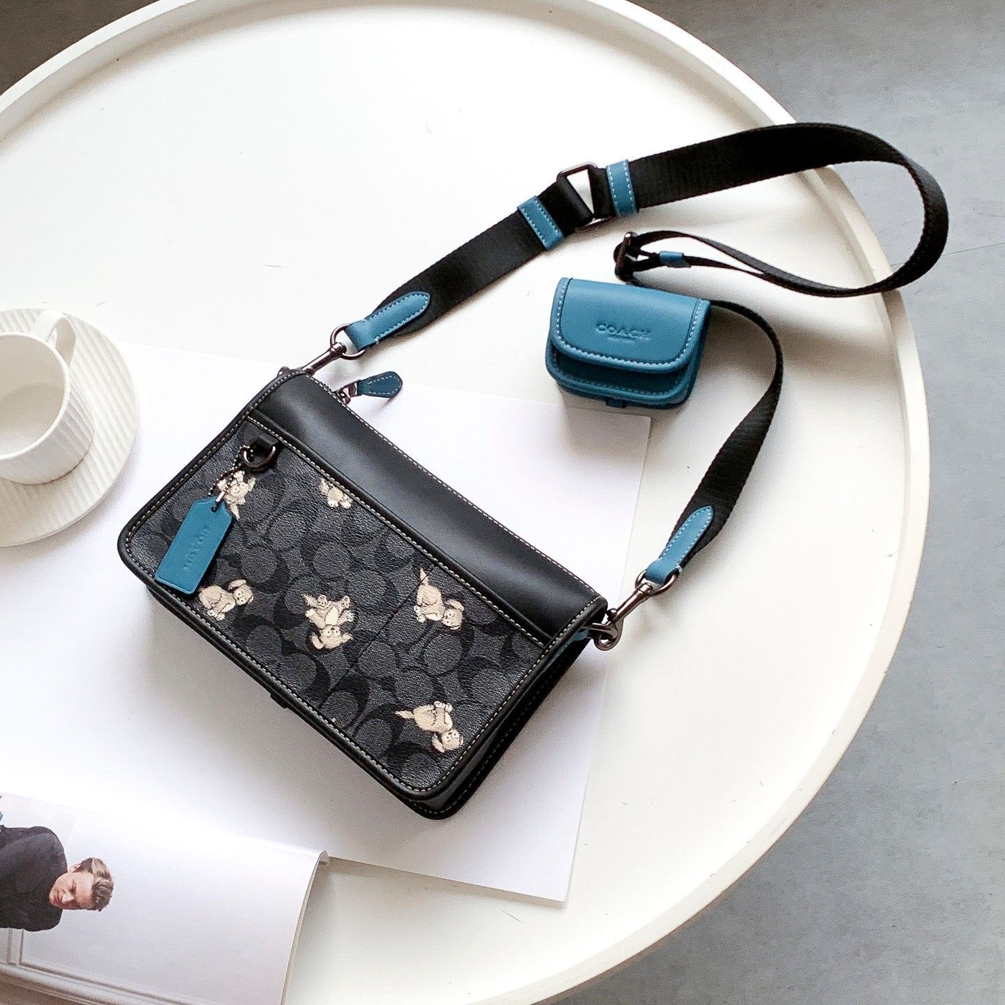 COACH◇ショルダーバッグ/レザー/ブルー/無地/CC131 - メルカリ 