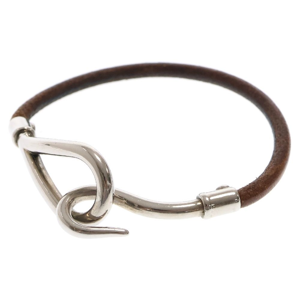 エルメス　レザー フック型ブレスレット ブラウン HERMES (エルメス) ジャンボフック レザー ブレスレット