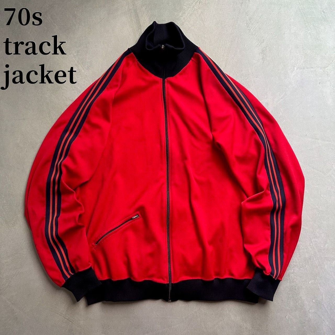 70s トラックジャケット ヴィンテージ レッド スリーストライプ 古着 70s トラックジャケット ヴィンテージ レッド スリーストライプ 古着