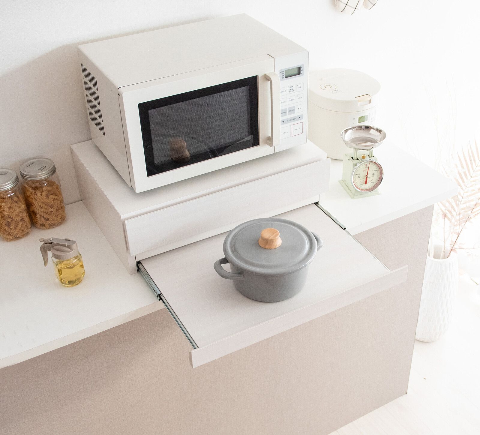 レンジ下における 引出し付 スライドトレー キッチン キッチングッズ レンジ下 キッチントレー