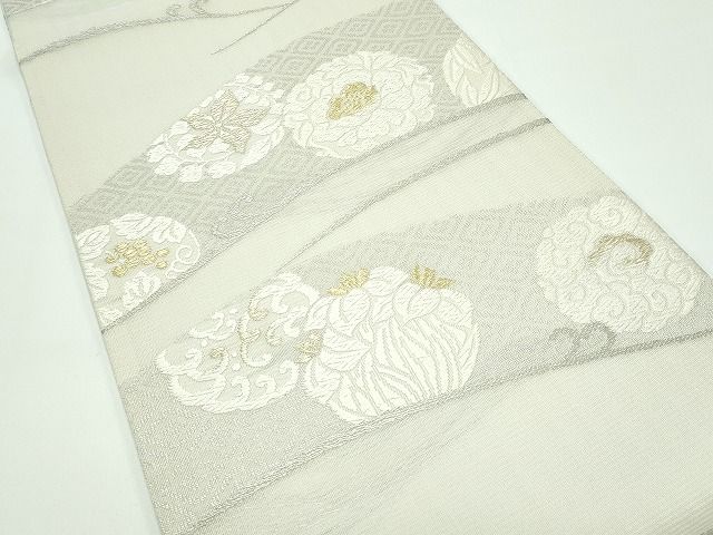 平和屋着物●六通柄袋帯　唐織　七宝雪輪花文　金糸　正絹　逸品　DAAV9230ob 平和屋着物○六通柄袋帯 唐織 七宝雪輪花文 金糸 正絹 逸品