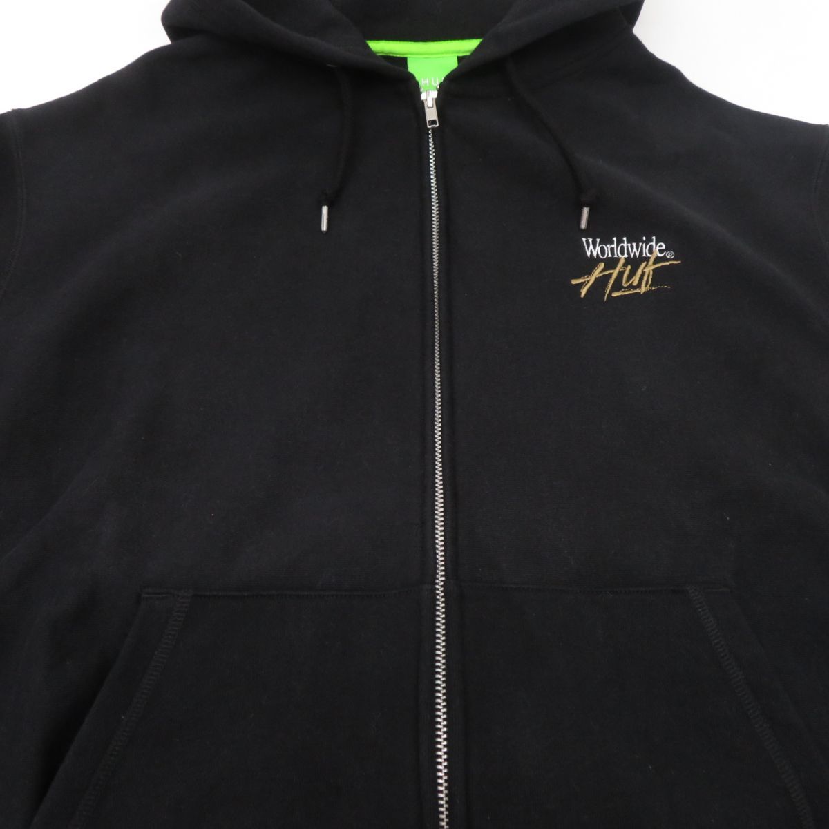 HUF ハフ Worldwide FULL ZIP HOODIE フルジップパーカー Lサイズ ※中古