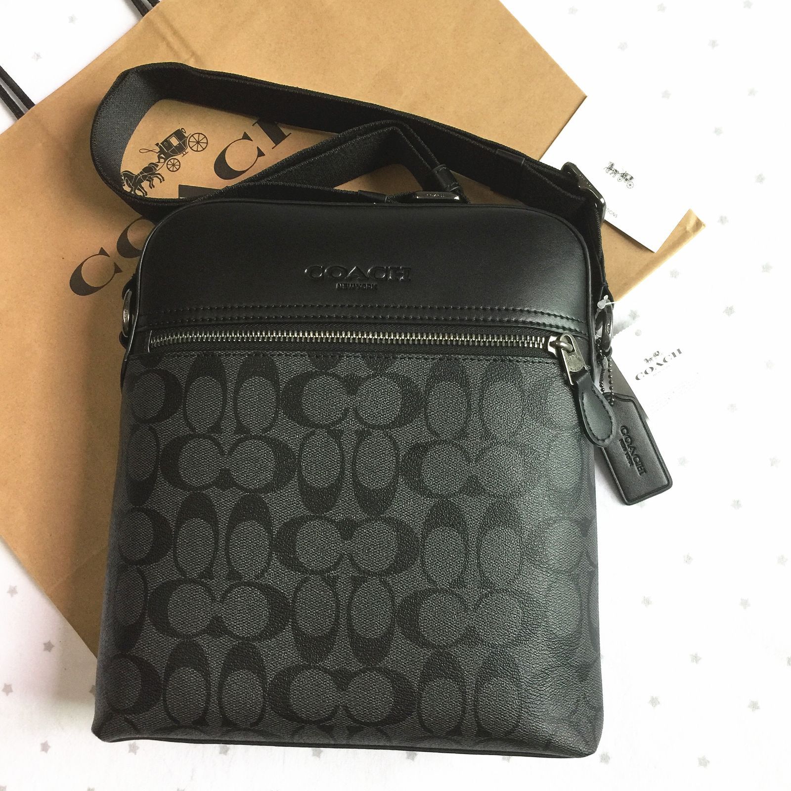 セール中】COACH コーチバッグ F73336 チャコール×ブラック ショルダー