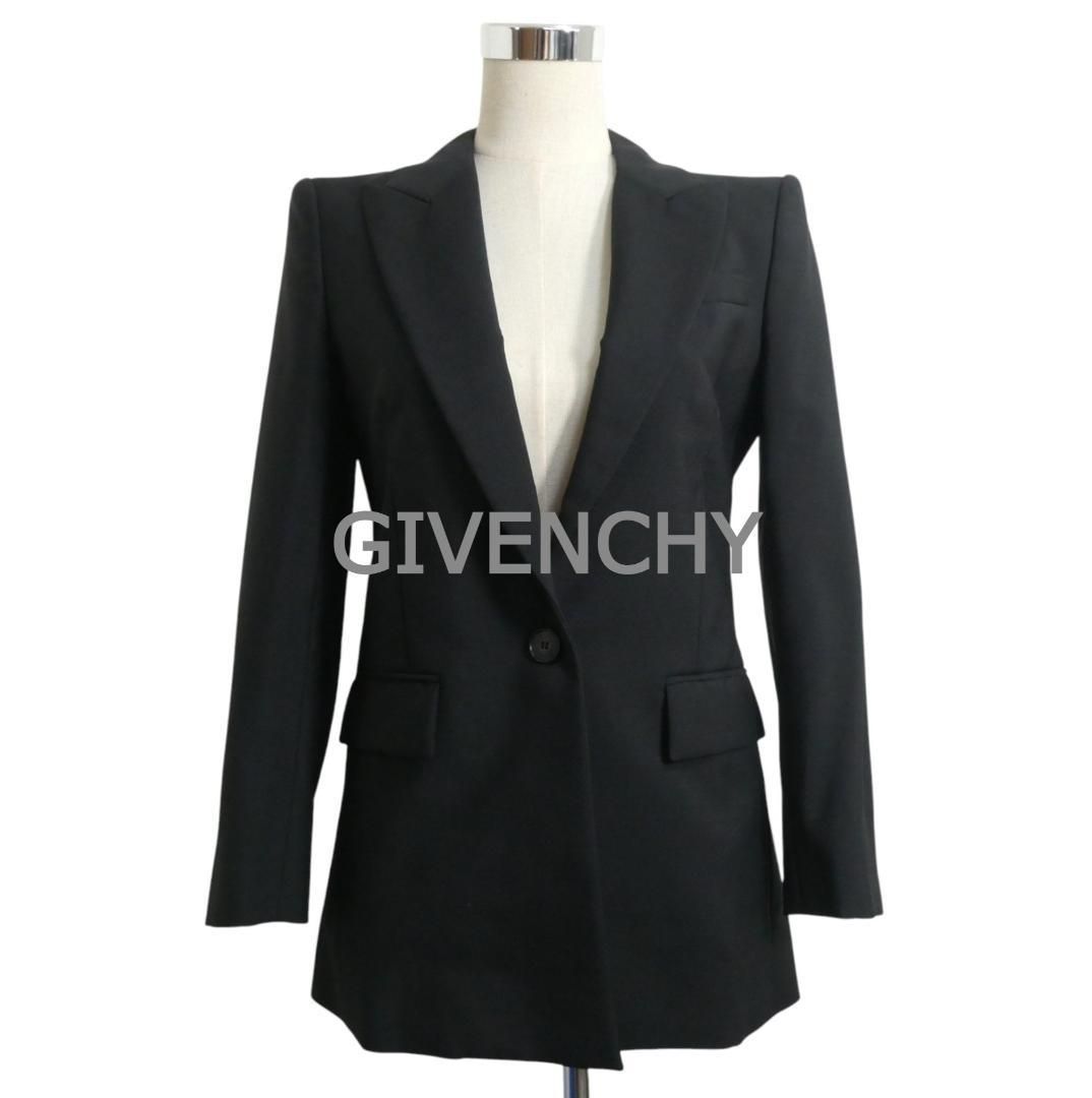 極美品 GIVENCHY ジバンシー ジバンシィ テーラードジャケット シングル 1B 裏地総柄 ウール×モヘヤ ブラック サイズ36 レディース 31,070円