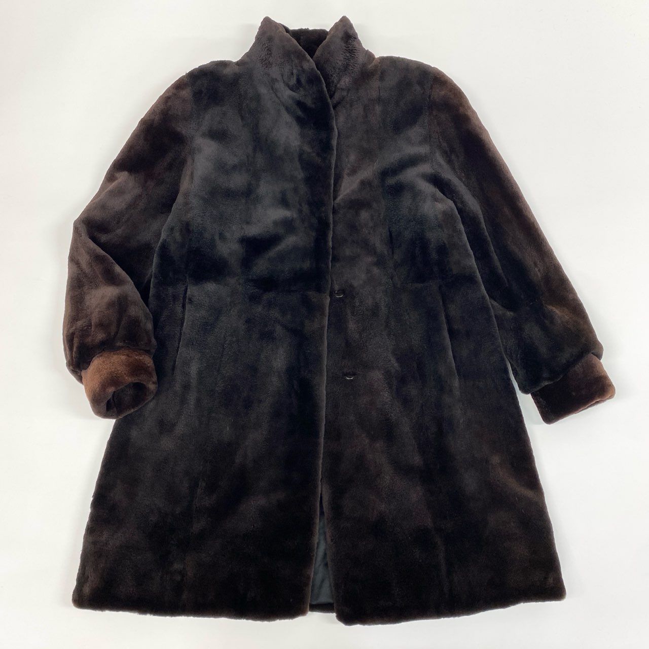 サガミンク 銀サガ 毛皮 コート ロング ダークミンク 茶 ダークブラウン