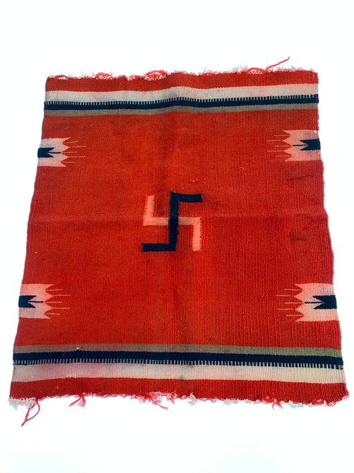 メンズ レディース ANTIQUE CHIMAYO SWASTIKA RUG VINTAGE 20-40S アンティーク チマヨ スワスティカ ラグ かぎ十字 マット 20～40年代 208-250130-em-13-MIN