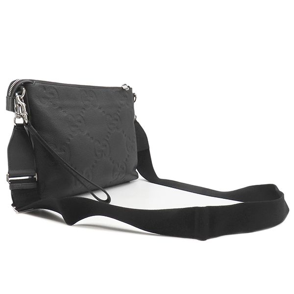 グッチ GUCCI 2WAYバッグ ジャンボ GG ミディアム クロスボディバッグ レザー ブラック シルバー金具 黒 ショルダーバッグ クラッチ 696009 AABY7 1000 箱