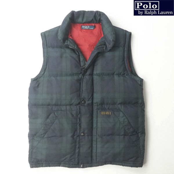 キ*カ様 Ralph Lauren 名作 ブラックウォッチ ダウンベスト　80' Polo by Ralph Lauren ブラックウォッチ ダウン ベスト M