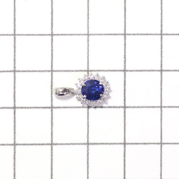 Pt900 サファイア ダイヤモンド ペンダントトップ 1.18ct D0.16ct