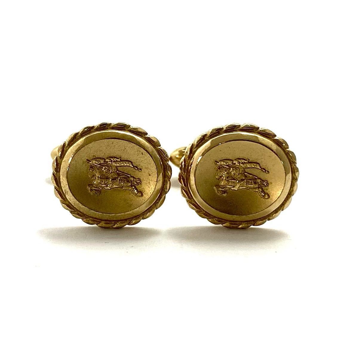 【美品】バーバリー　Burberry's カフス　ゴールド　ブラック　ホースロゴ Burberrys】ホースロゴ カフス ゴールド/金カラー ネクタイ