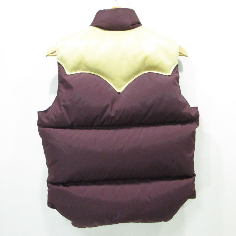 三重本店 Rocky Mountain FeatherBed ロッキーマウンテンフェザーベッド × WAREHOUSE ウエアハウス NYLON DOWN VEST ホースハイド切替ダウンベスト パープル サイズ 36 93