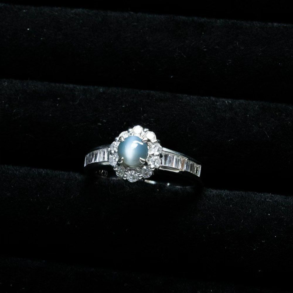 キャッツアイ0.73ct ダイヤモンド0.57ct リング PT900 12号 キャッツアイ0.73ct ダイヤモンド0.57ct リング PT900 12号