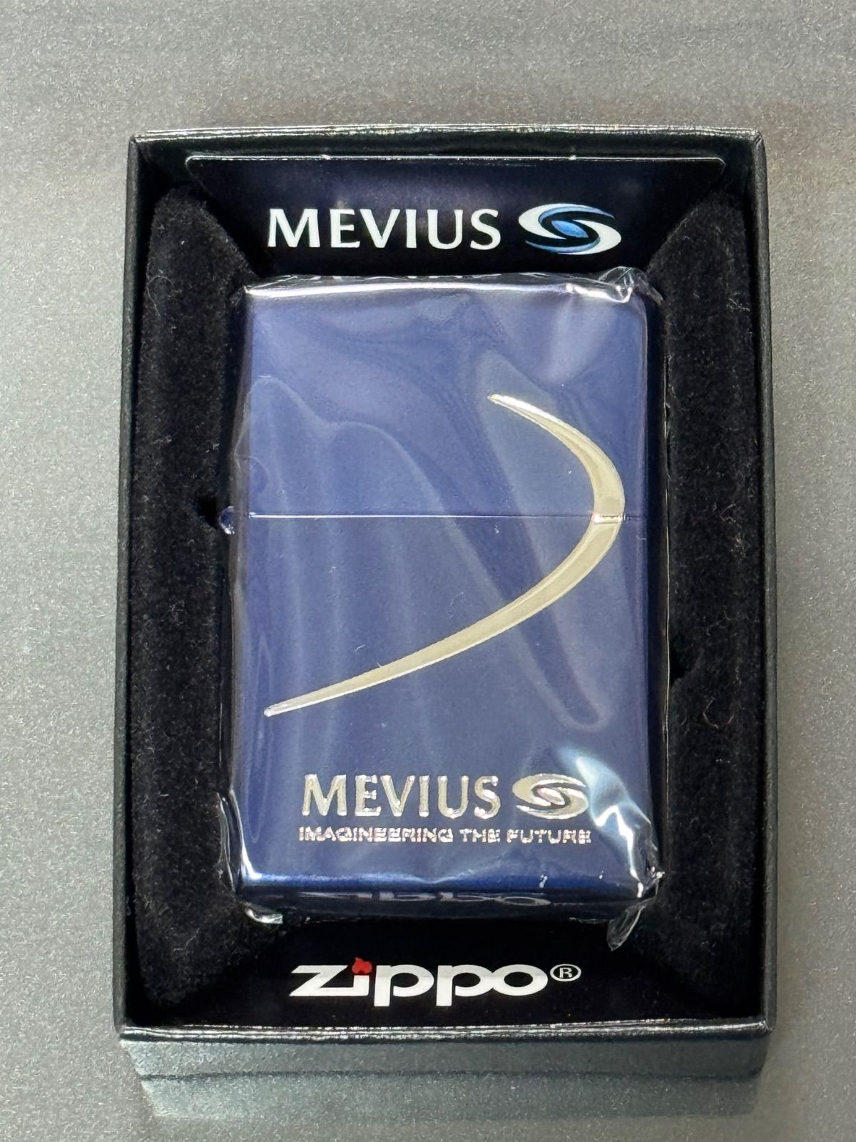 zippo メビウス ブルー シルバー刻印 MEVIUS BLUE 2015年製 MILD SEVEN マイルドセブン 前面刻印 デットストック ケース 保証書