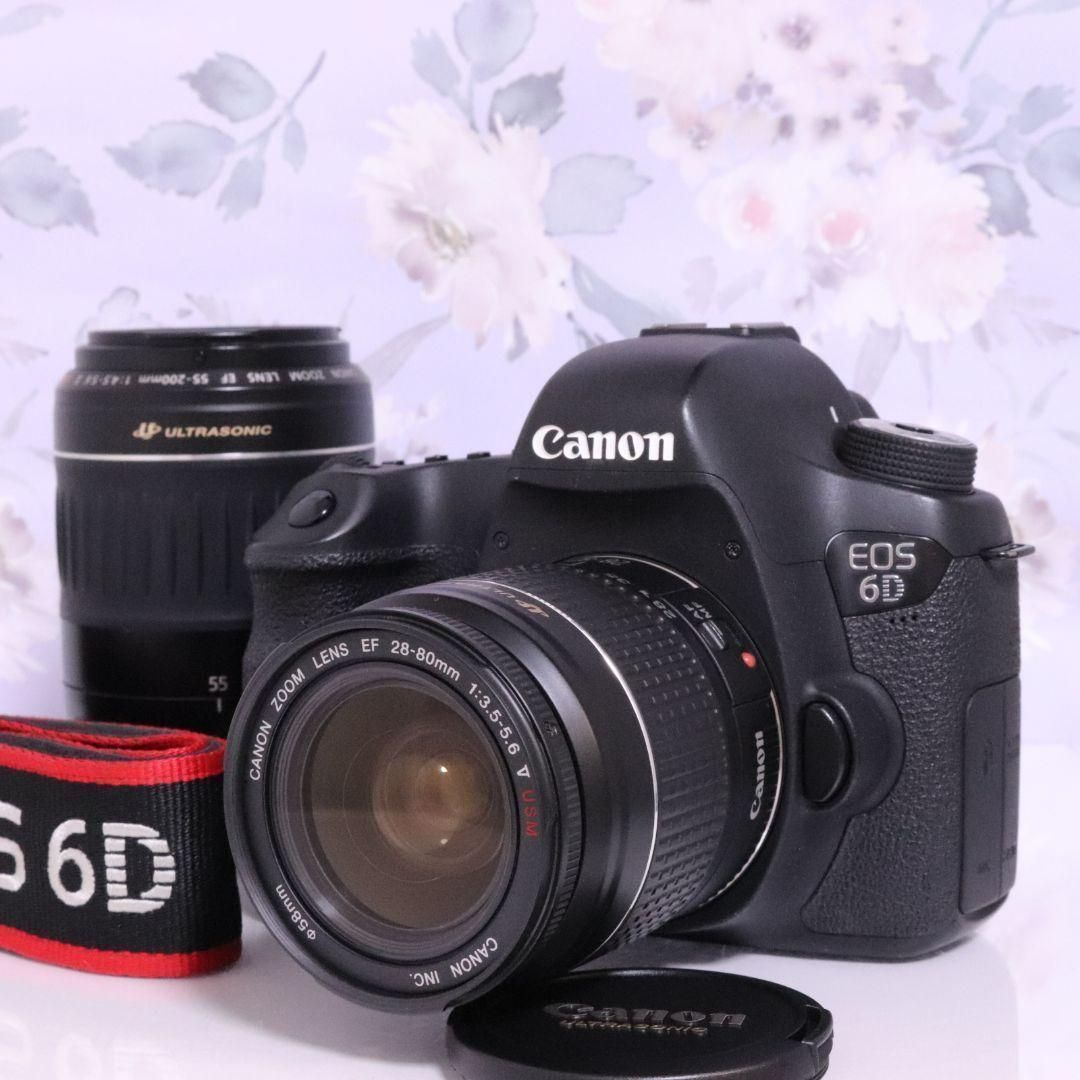 Canon キヤノン デジタル一眼レフ EOS 6D ダブルズームレンズキット フルサイズセンサーで超高画質 ２つのレンズでオールシーンに対応 Wi-Fi機能搭載で写真のスマホ転送OK 24120604