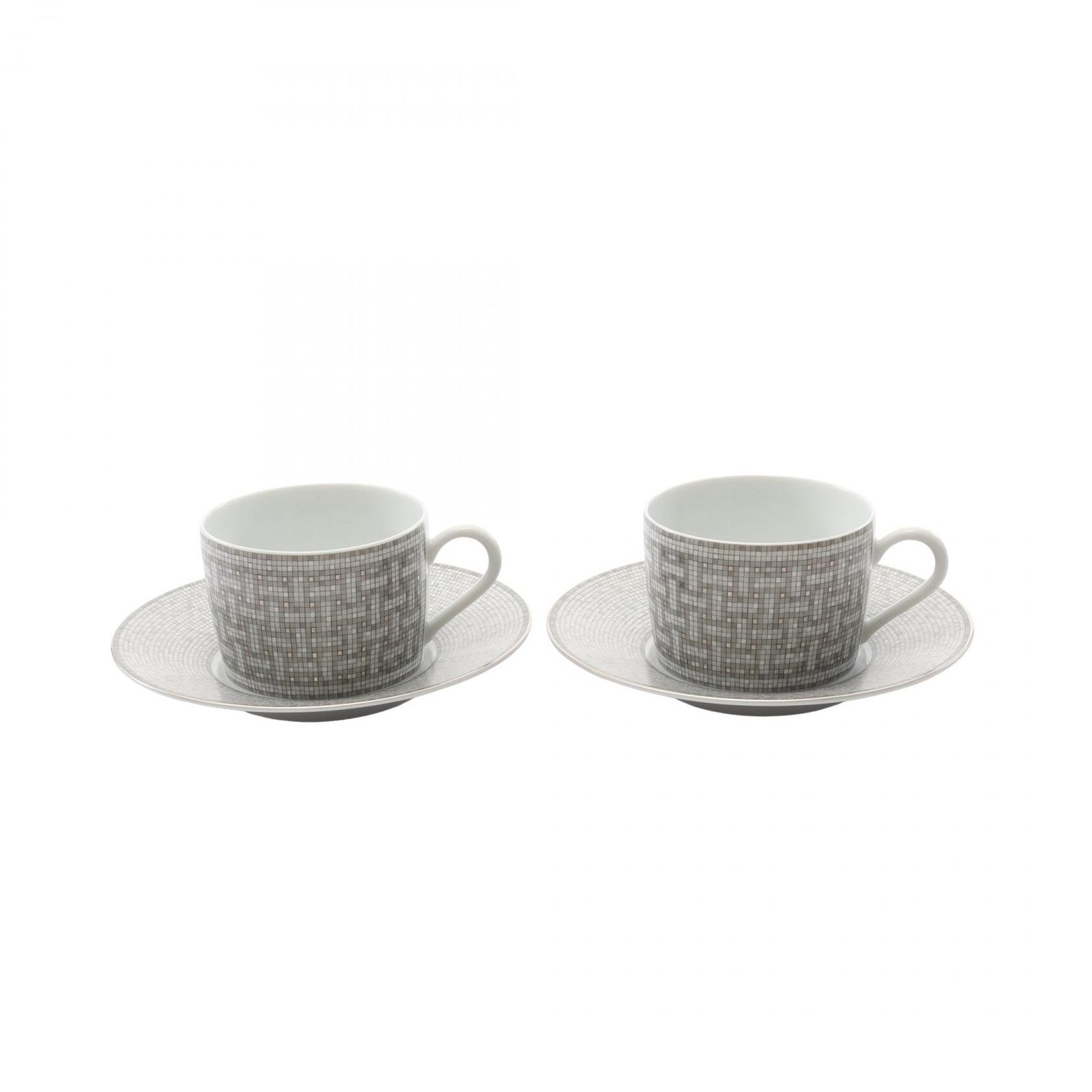 エルメス HERMES 食器 ティーカップ＆ソーサー モザイク 24 2客セット ホワイト|ブラック その他 コーヒーカップ モザイク24 2セット ユニセックス ♥