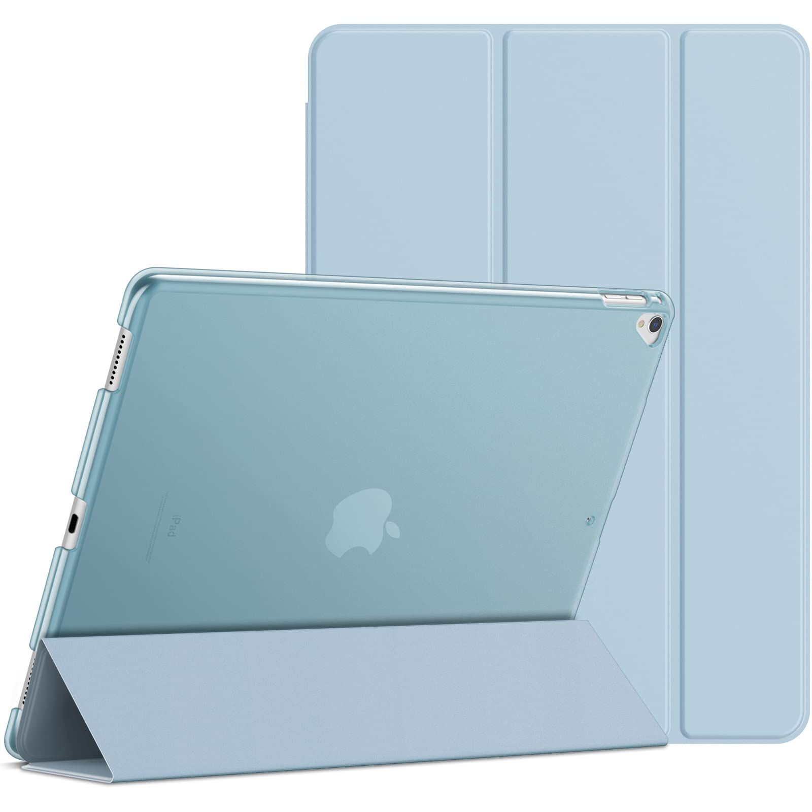 JEDirect iPad Pro 12.9 (2015/2017型) ケース レザー 三つ折スタンド オートスリープ機能 スマートカバー (ライトブルー) [ライトブルー]