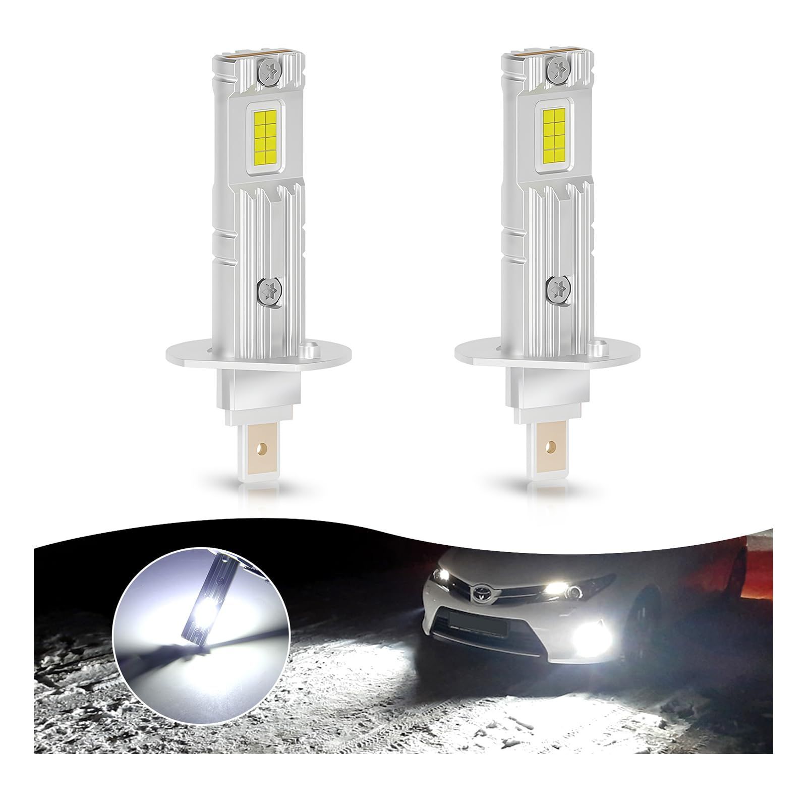 新品 【1:1純正設計】H1 LED ヘッドライト OPPLIGHT H1 LEDバルブ 車検対応 H1 led フォグランプ 純正形状 ポン付け  明るい 特殊アダプター不要 ファンレス FMノイズ対策 12V車用 35W 6500K ホワイト 長寿命 省電力 - メルカリ