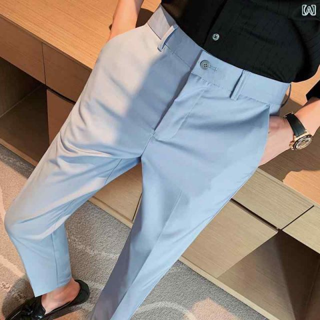 [36]メンズ ファッション 服 男性用 オシャレ シンプル 大人 かっこいい 大きいサイズ ストリート 紳士服 九分丈 スーツ パンツ ドレープ スリム 裾 ビジネス カジュアル スーツ パンツ 冷感 