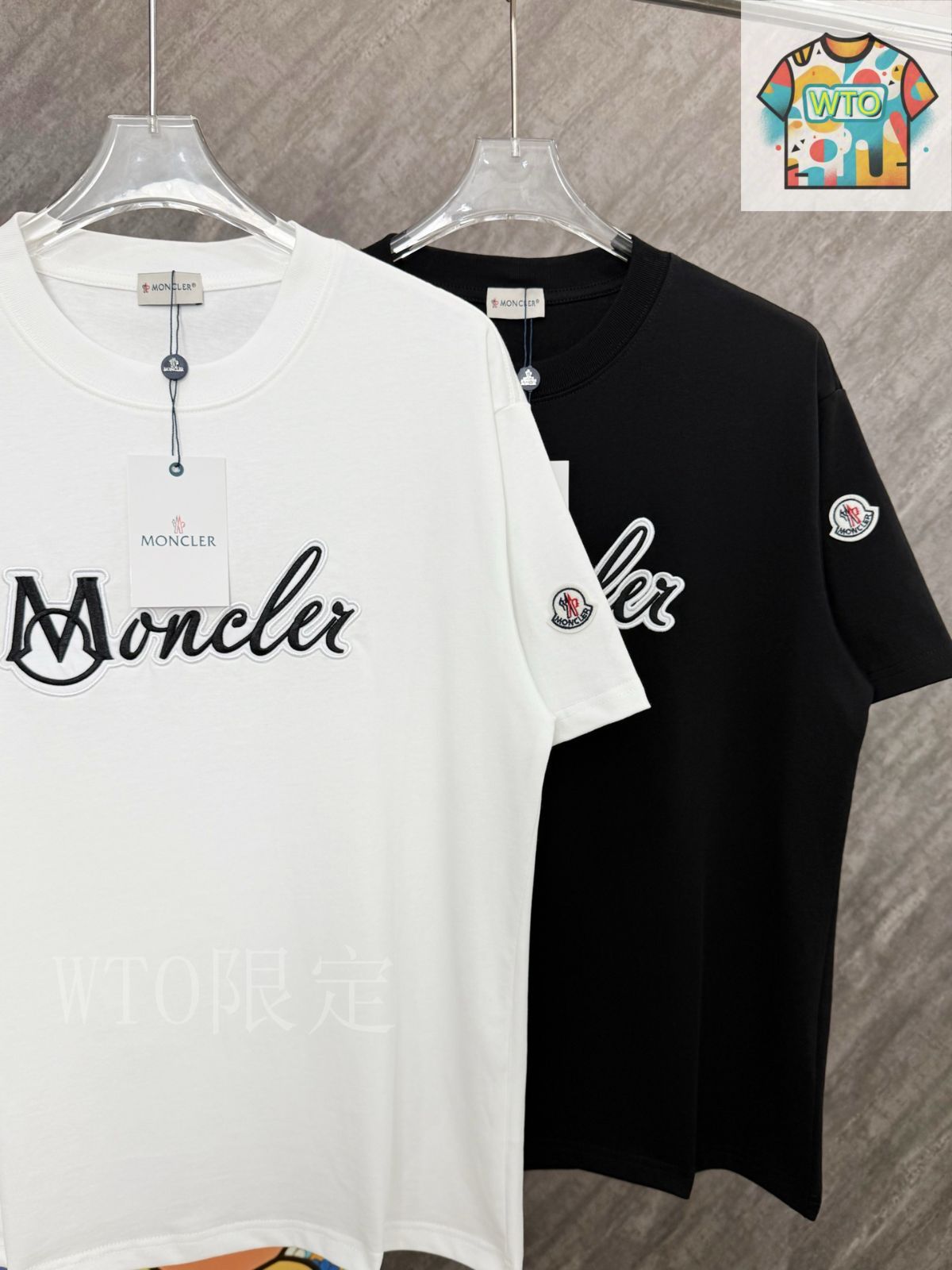 今日特価】MONCLER Logo Patch Embroidery 円領 T シャツ-1