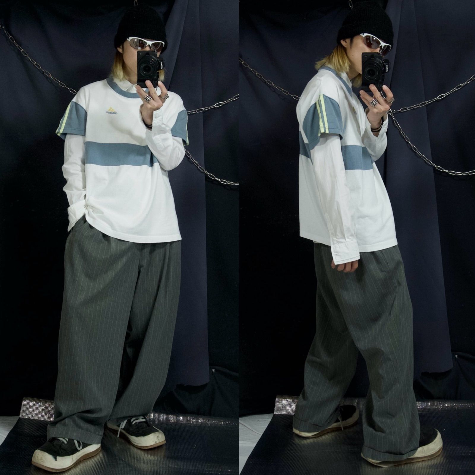 90s Smokey Joe's 2Tuck PinStriped Wide Draping Slacks 90年代