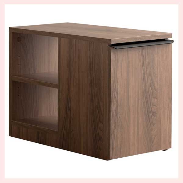 ダストボックス 20L キャスター式 付きの木目調サイドテーブル 2段棚付き No.3065 約W65×D30×H45cm ブラウン