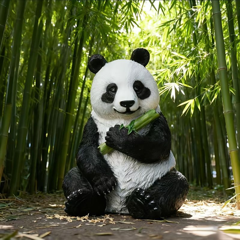 置物 オブジェ ガーデンオーナメント 笹の葉を食べているパンダ ぱんだ リアル 屋外 屋内 室内 インテリア 玄関 リビング ダイニング 装飾 庭 ガーデニング 装飾 ガーデン ギフト インテリア用品 贈り物 雑貨