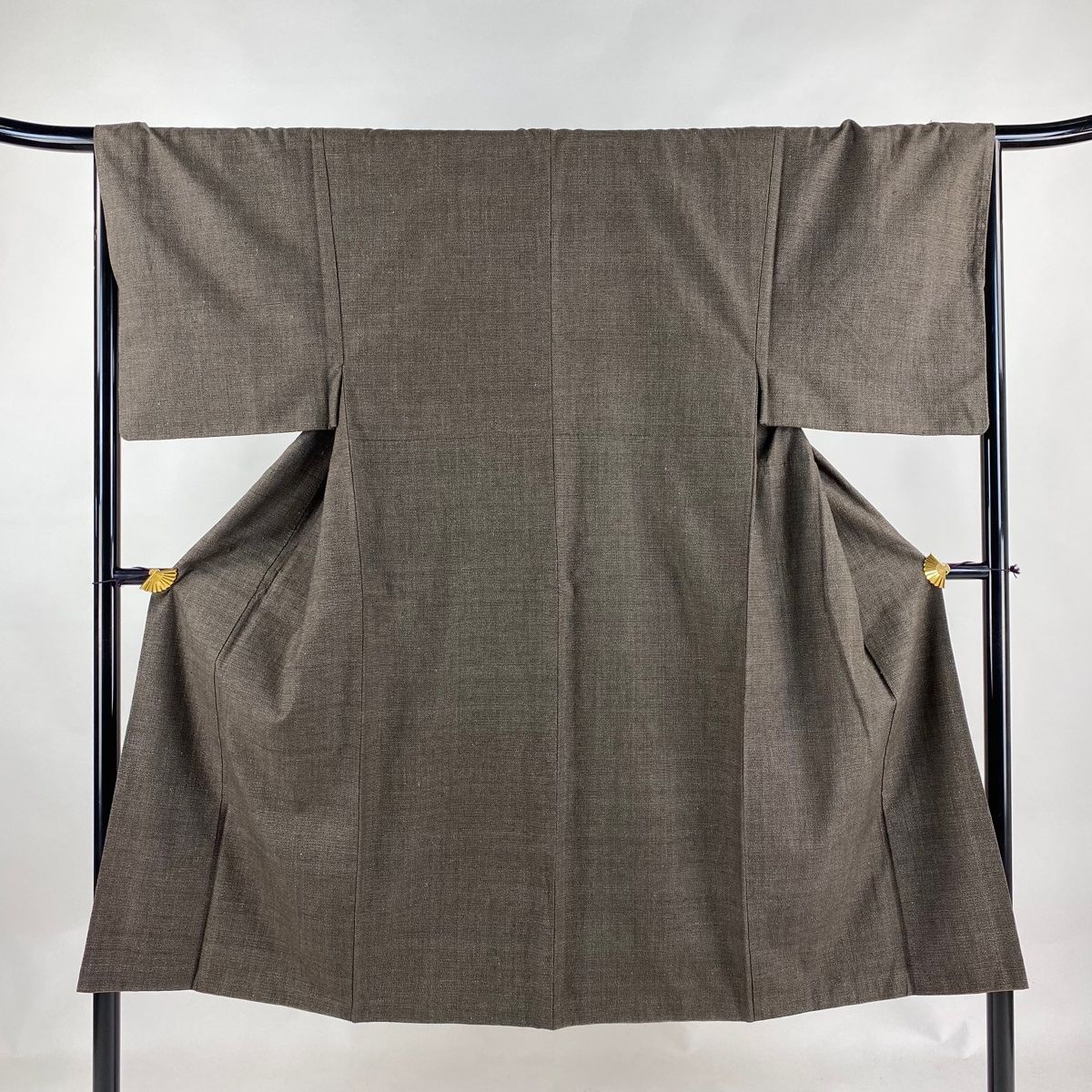 男着物 身丈135.5cm 裄丈67cm S 袷 アンサンブル 本場本場結城紬 証紙 亀甲絣 焦茶色 正絹