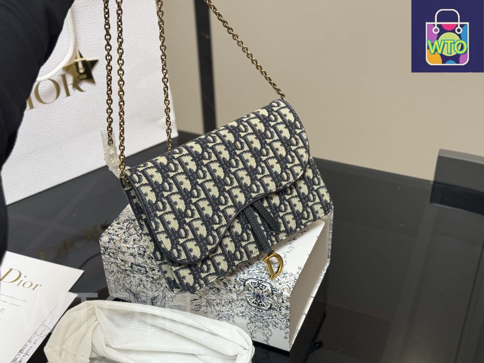 今日 Dior Monogram Chain Wallet On Chain Bag - ディオール モノグラム チェーン WOC バッグ-WTO輸入1