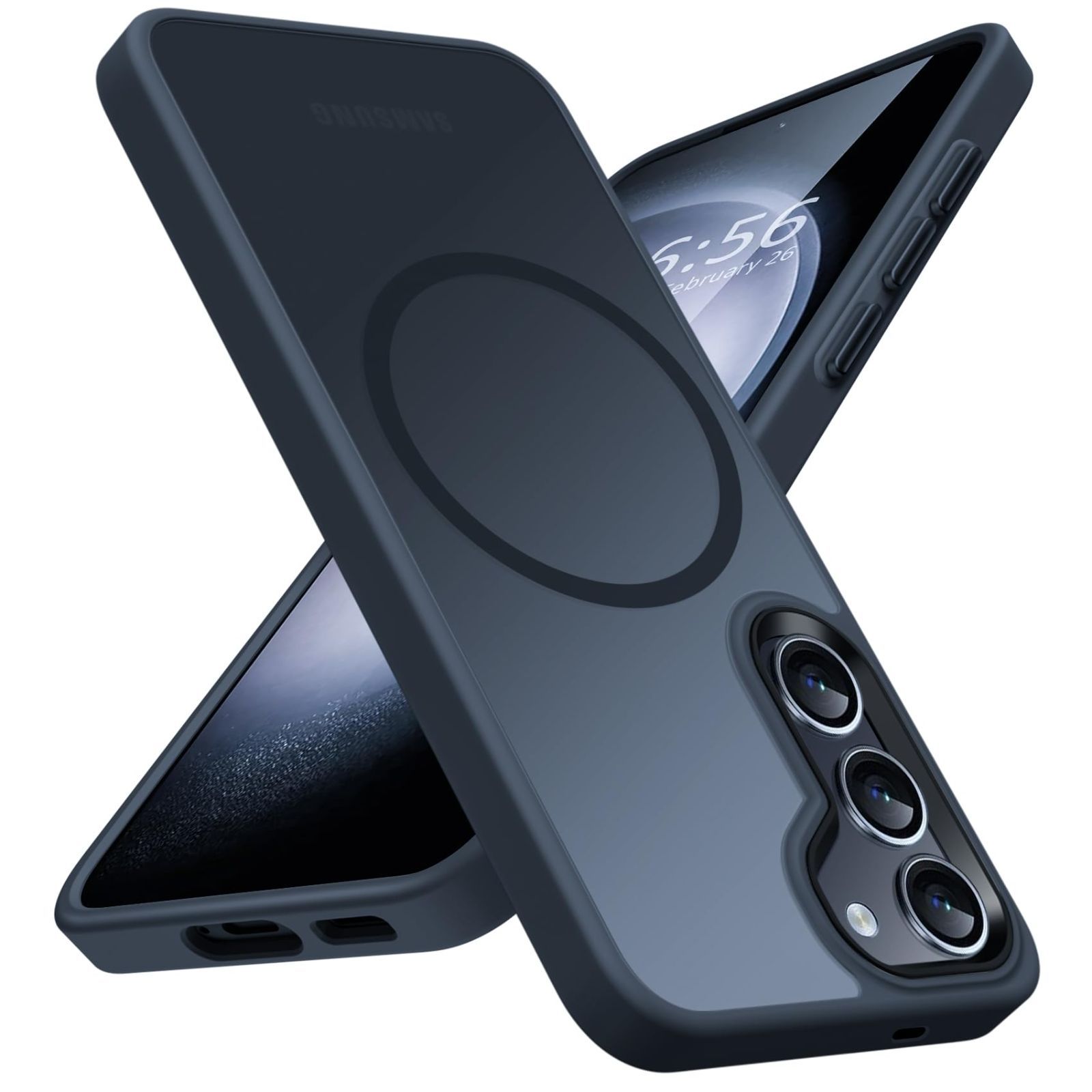 【人気商品】TMUJWS Galaxy S24 用ケース Magnetic対応 クリア 耐衝撃 衝撃吸収 マグネット搭載 米軍MIL規格 全面保護カバー ギャラクシー s24 用ケース 透明 6.2インチ マット ストラップホール付き 