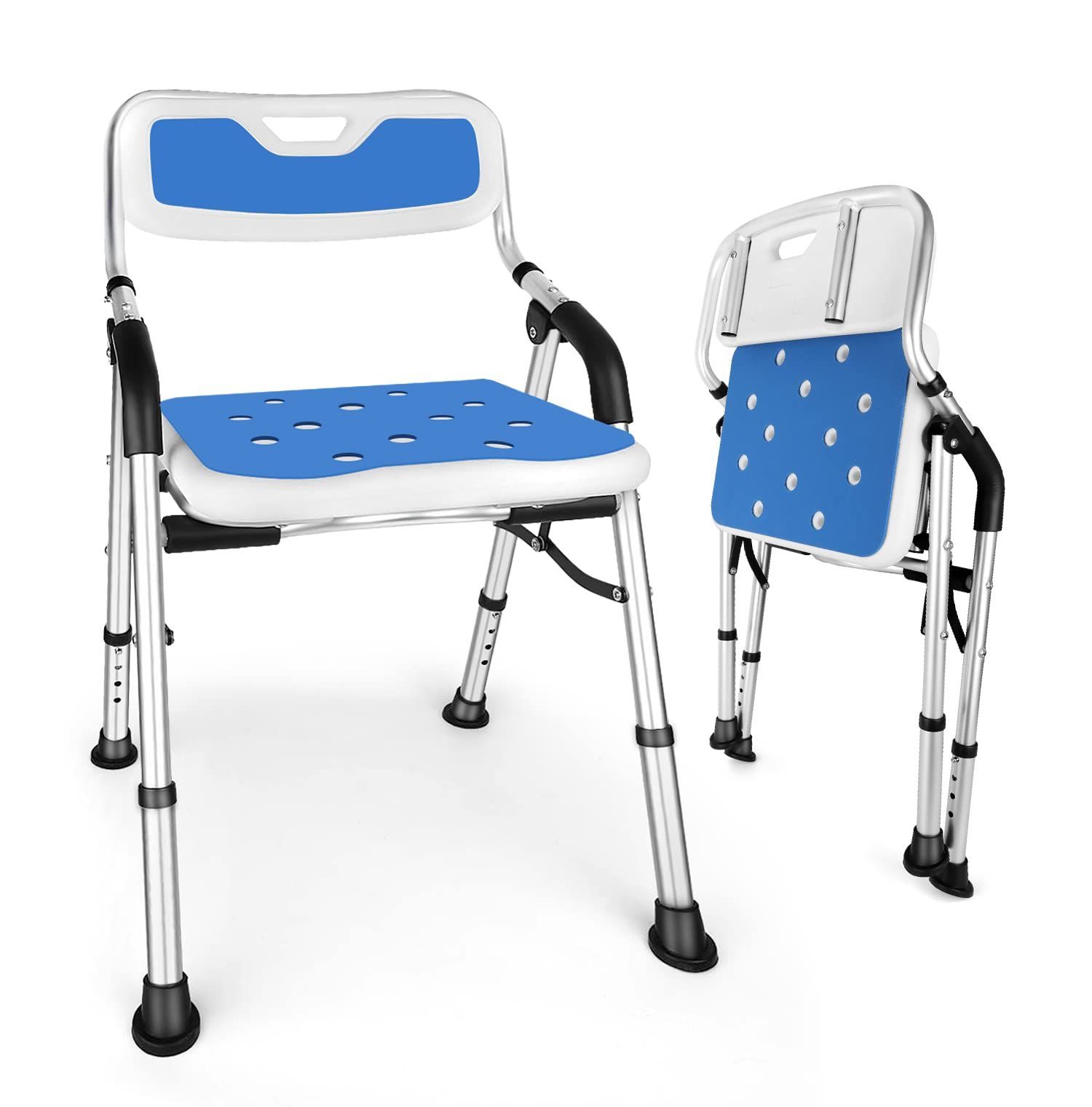 在庫 転倒防止 ベンチ 介護チェア 耐荷重150KG 立ち上がり補助 バスチェア 4段階高さ調節 風呂椅子 入浴用品 介護用品 アルミ合金フレーム 収納に便利 丈夫 軽量 介護用 日本語説明書付き お介護椅子 作業療法士監修 シャワーチェアー 折り
