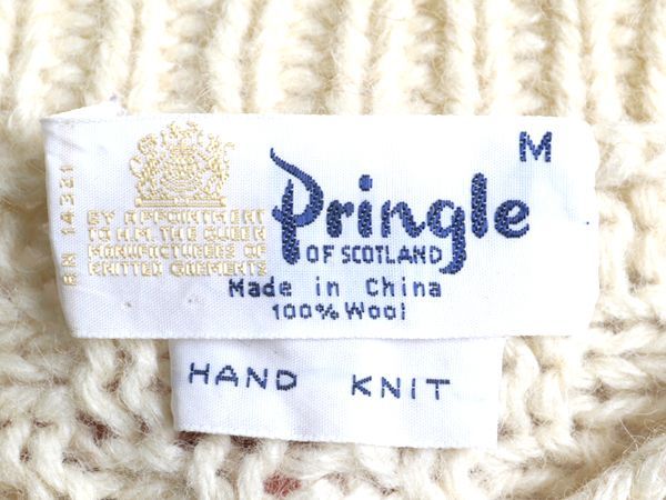 手編み 80s PRINGLE フィッシャーマン ニット セーター メンズ M