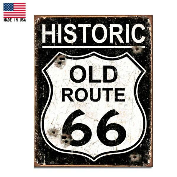 メタルサイン OLD ROUTE66 ビンテージ調 看板 40.5cm×32cm Made in USA
