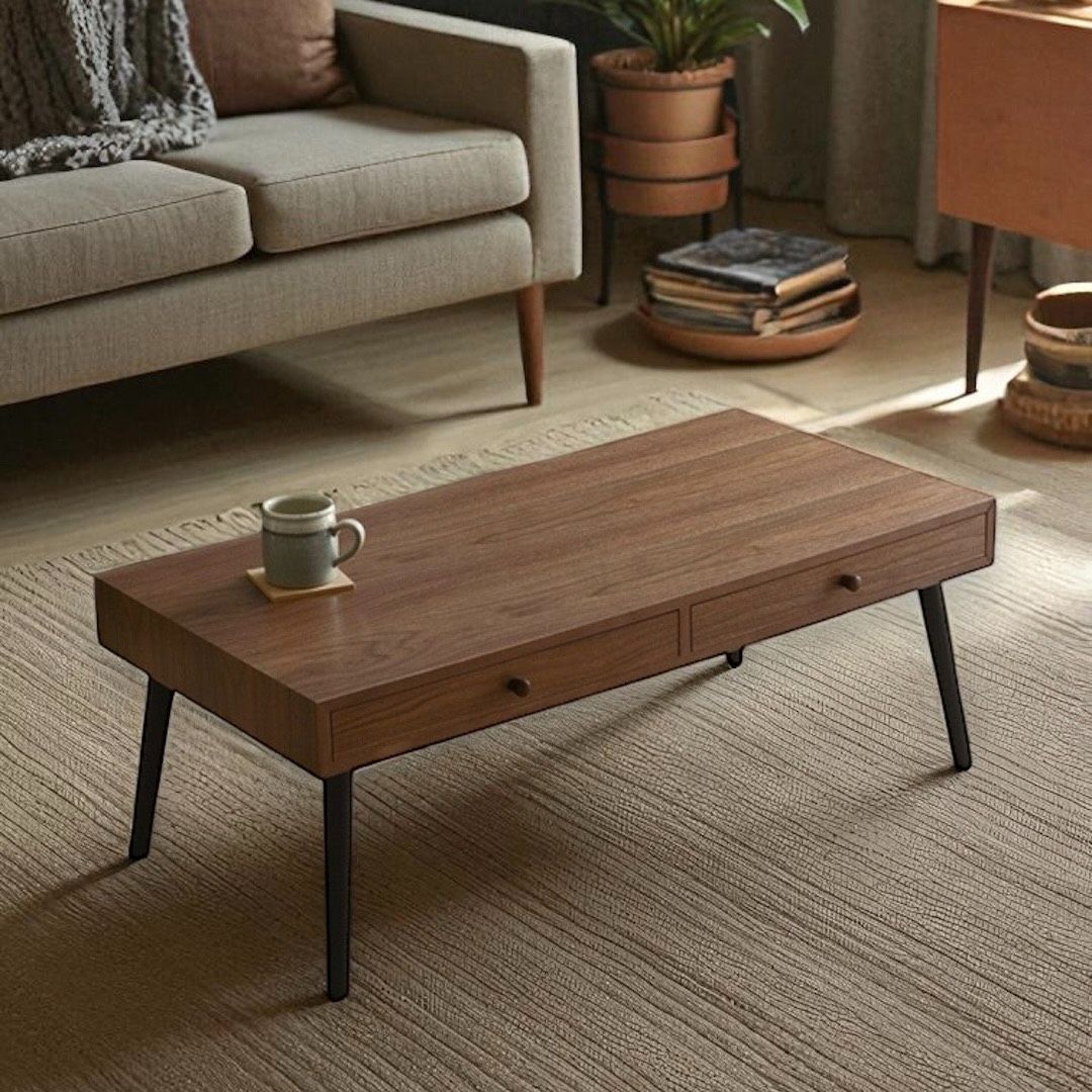 送料無料 Y 北欧風 ローテーブル 両面引き出し付き センターテーブル 天然木 アウトレット